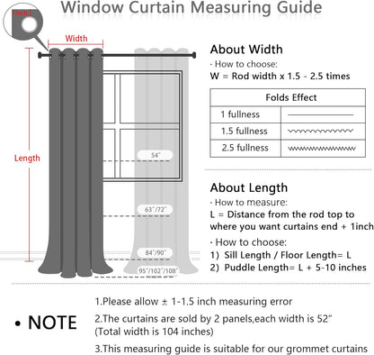 MYSKY HOME Blackout Curtains for Kids Bedroom 100% Light Block Out Thermal Insulated Curtain 63 Inches Grommet Room Darkening Curtains Privacy Window Drapes with Black Pom Pom Sheers，2 PCS, 52" x 63"