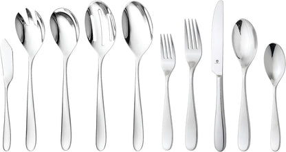 Silverware Set for 8 with Serving Utensils, 18/10 Stainless Steel Flatware, Mirror Finish, Dishwasher Safe, Heavy-Duty Cutlery, Built to Last (45-Piece Including a Serving Set, Fidenza)