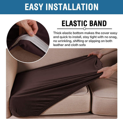 H.VERSAILTEX Velvet Stretch Couch Cushion Cover Plush Cushion Slipcover for Chair Cushion Furniture Protector Seat Cushion Sofa Cover (1 Piece Armchair Cushion Covers, Brown)