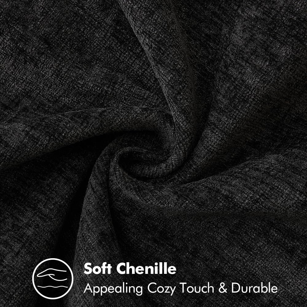 MIULEE Pack of 2 Couch Throw Pillow Covers 20x20 Inch Black Farmhouse Decorative Pillow Covers with Stitched Edge Soft Chenille Solid Dyed Spring Pillow Covers for Sofa Bed Living Room