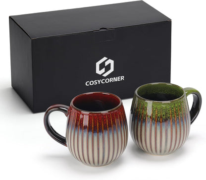 CosyCorner Ceramic Coffee Mugs, 17 oz Large Coffee Cups, Couple Coffee Mugs Set with Gift Box (A&B)