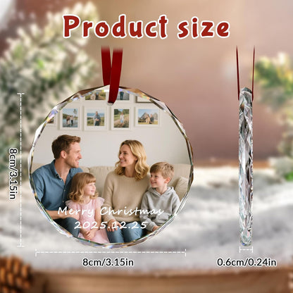 Custom Christmas Ornament Glass-Personalized Christmas Ornaments with Photo/Name/Date/Text,Wedding Christmas Birthday Baby Gifts (Color 7)