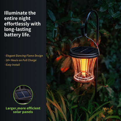 Glass Solar Lantern Outdoor Lights Waterproof, Flickering Flame Solar Lights with Modular Design, Auto On/Off Decorative Hanging Lanterns for Patio Garden Pathway Camping Deck Yard (4 Pack)