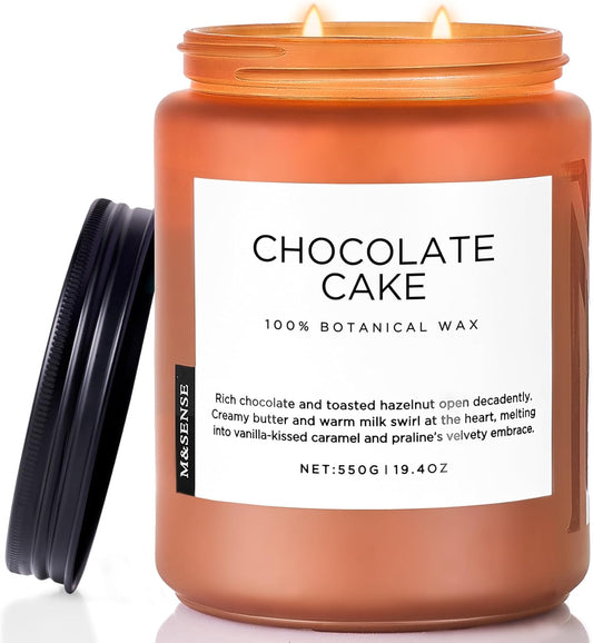 M&SENSE Chocolate Layer Cake Scent Candles, Large 19.4oz Natural Soy Wax 110 Hours Burn Time Clean