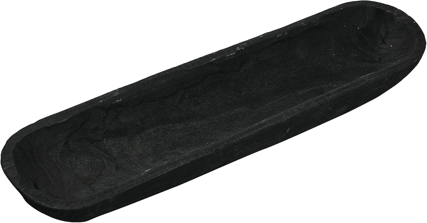 Creative Co-Op Decorative Paulownia Wood Bowl, Black