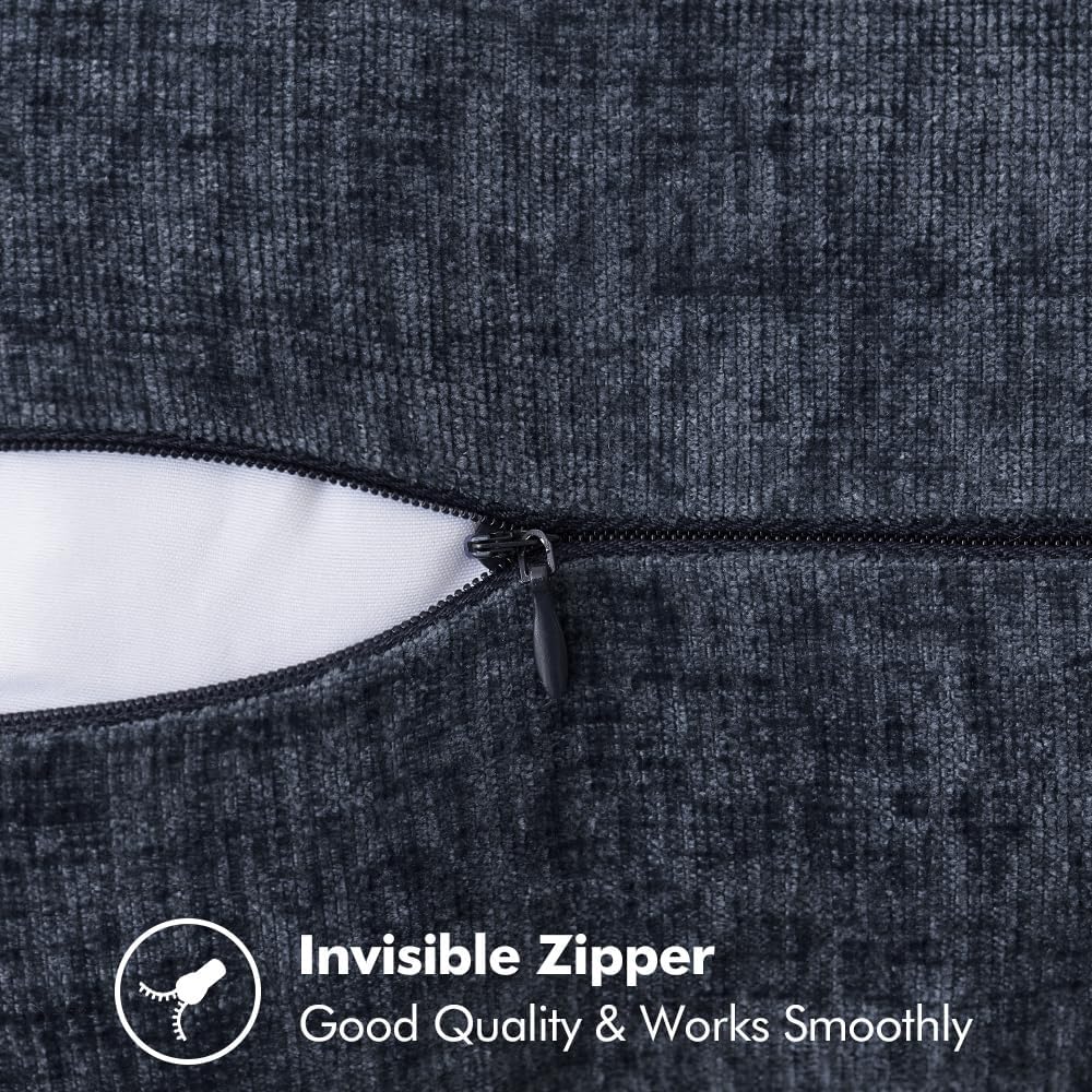 MIULEE Pack of 2 Couch Throw Pillow Covers 16x16 Inch Dark Blue Farmhouse Decorative Pillow Covers with Stitched Edge Soft Chenille Solid Dyed Spring Pillow Covers for Sofa Bed Living Room