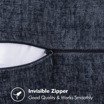 MIULEE Pack of 2 Couch Throw Pillow Covers 16x16 Inch Dark Blue Farmhouse Decorative Pillow Covers with Stitched Edge Soft Chenille Solid Dyed Spring Pillow Covers for Sofa Bed Living Room