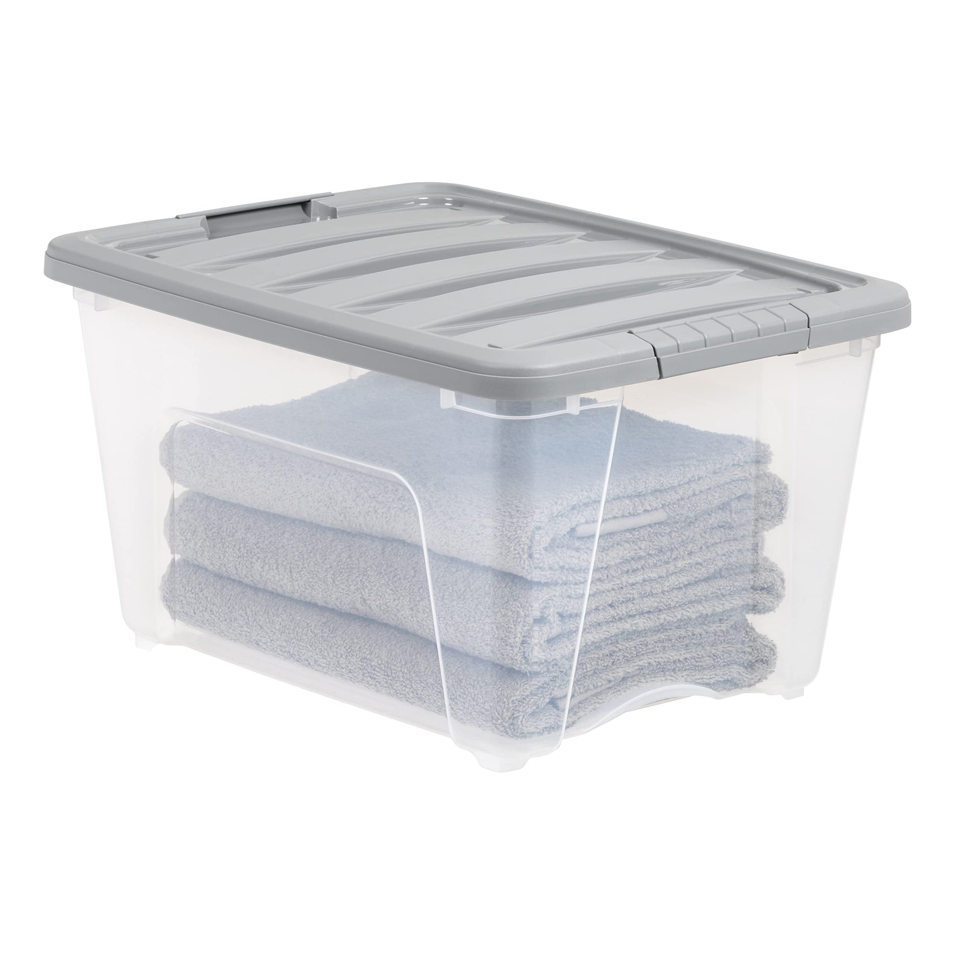 Amazon Basics Plastic Storage Containers with Secure Latching Lids, Stackable Organization Bins