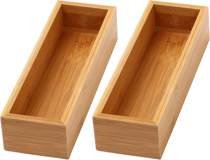 YBM Home Bamboo Drawer Organizer Storage Box for Kitchen Drawer, Junk Drawer, Office, Bedroom