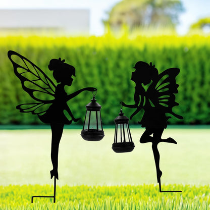 Solar Fairy Garden Decor Lights, 2 Packs, Metal Hanging Lanterns with Warm Solar Glow – Exquisite Gifts for Women, Mom, Friends (Fairy Hanging Lantern)