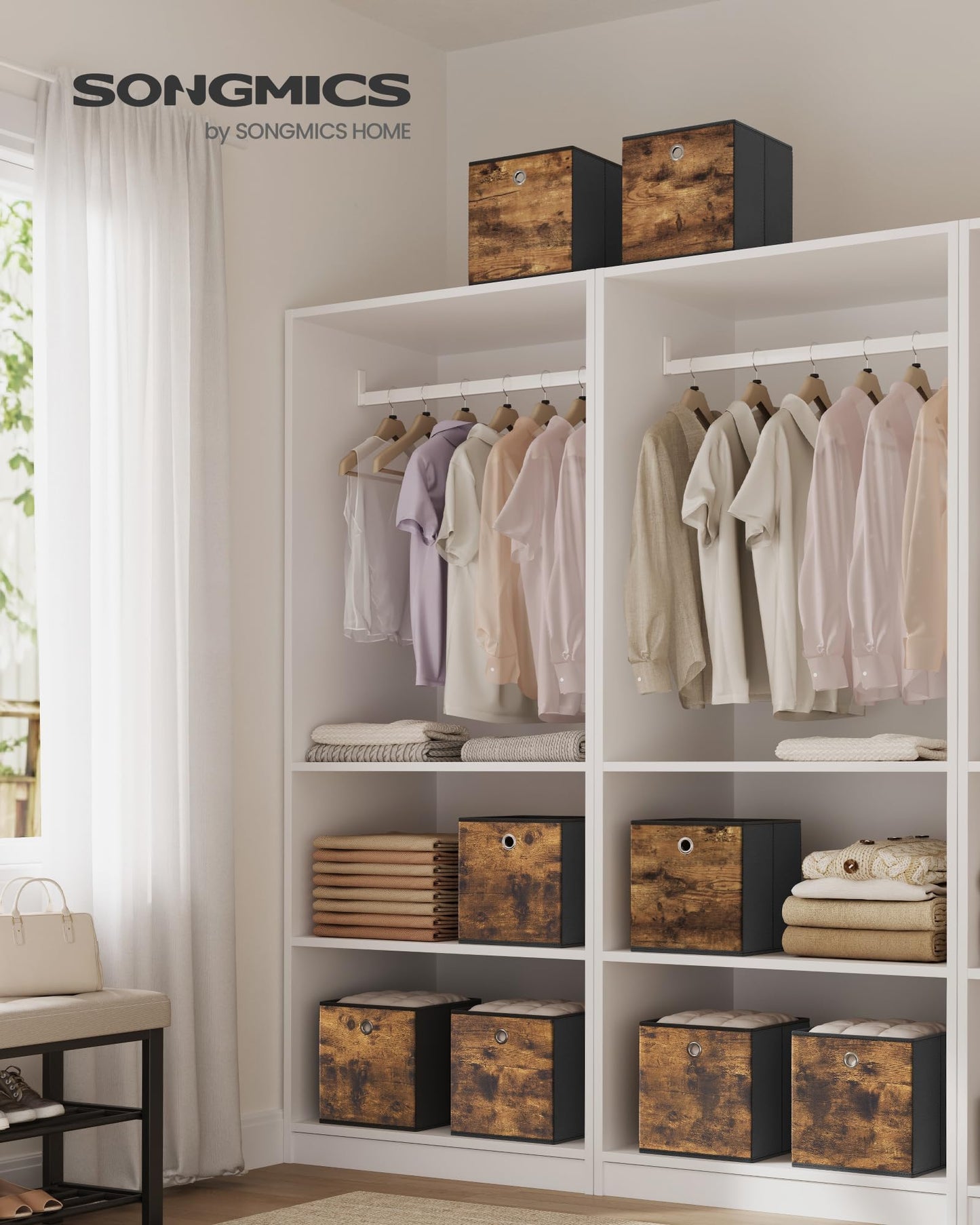 SONGMICS Storage Cubes, Set of 8, 11-Inch Foldable Closet Organizers