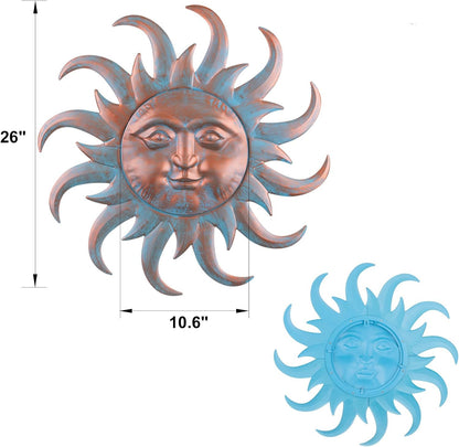 VZVXCC Sun Metal Wall Art Outdoor Decor - Cute Sun Face Metal Wall Sculpture Statues Wall Art Hanging Decoration for Indoor Outdoor,Garden, Home, Farmhouse, Fence Balcony Patio and Bedroom