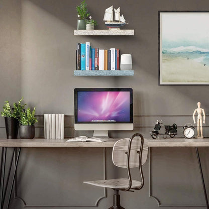 Sorbus Floating Shelves - 2 Pack 16 Inch Rustic & Blue Wall Shelves for Bedroom, Kitchen, Living Room, Bathroom Shelves, Home Decor, Office - Floating Shelf for Trophy, Books, Frames, Toilet Paper