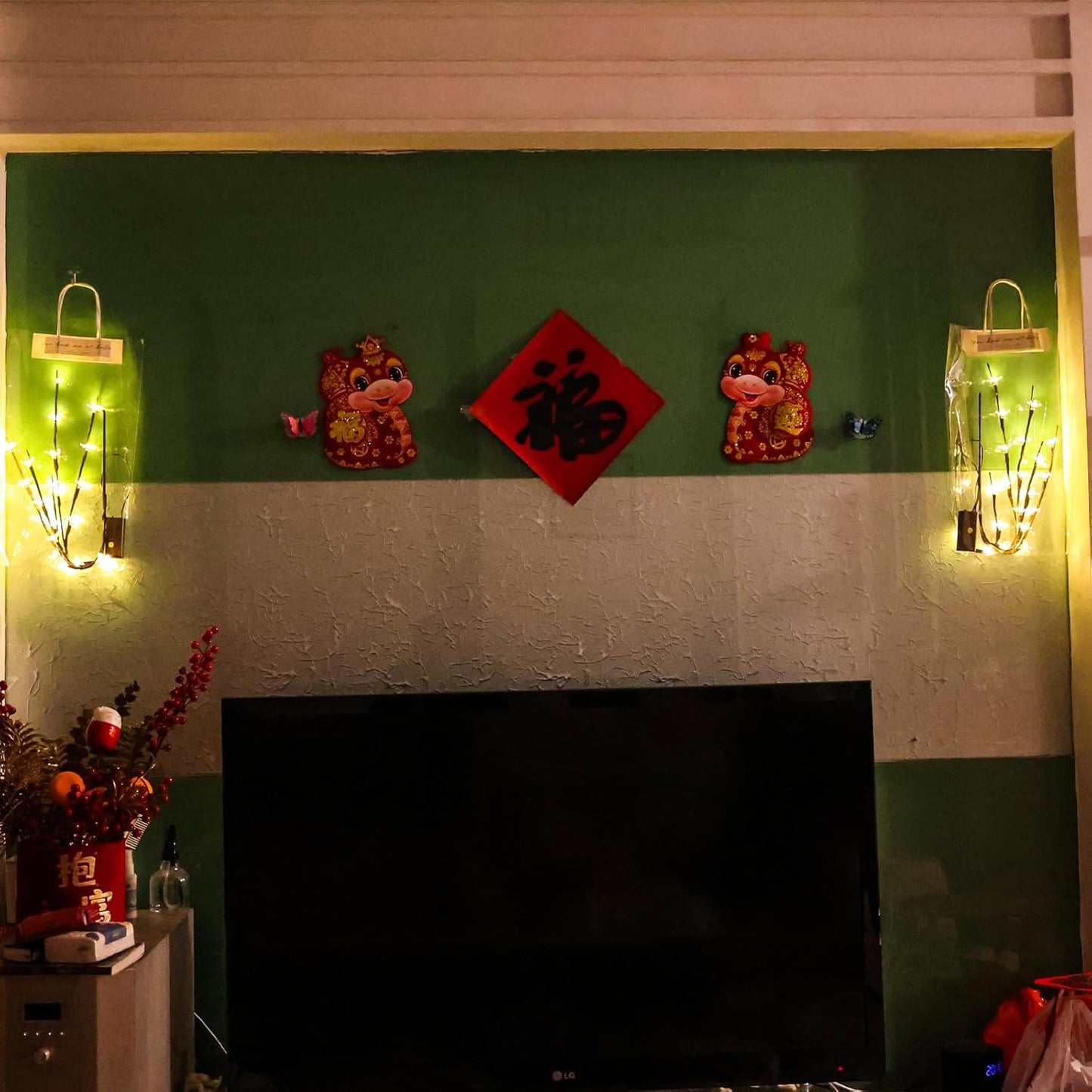 3Pack Battery Lighted Cherry Blossom Branches Lights with Clear Plastic Bag for Hanging Decor, 27.5inch 60 LED Flower Lamp Twig Sticks for Vase Filler of Home Christmas Valentines Day Decoration