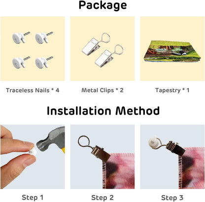 Loccor 5x4ft Tie Dye Tapestry Red Yellow Orange Blue Swirl Vortex Psychedelic Abstract Tapestry Bedroom Living Room College Hippie Bohemian Wall Hanging （Pattern Painted on Polyester Fabric）