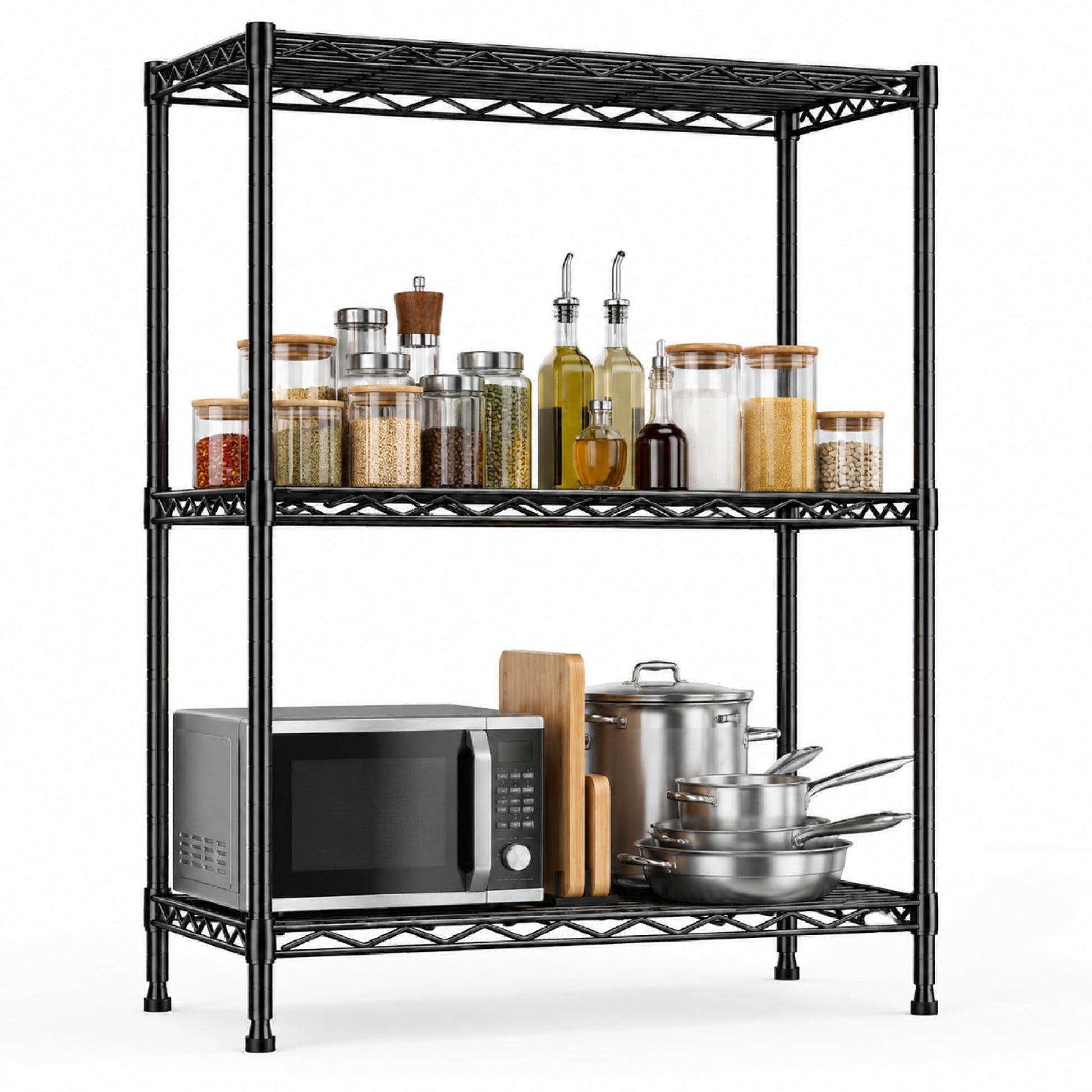 GRANNY SAYS 3-Tier Narrow Storage Shelves for Small Spaces, 18" W Metal Shelving Unit, Adjustable