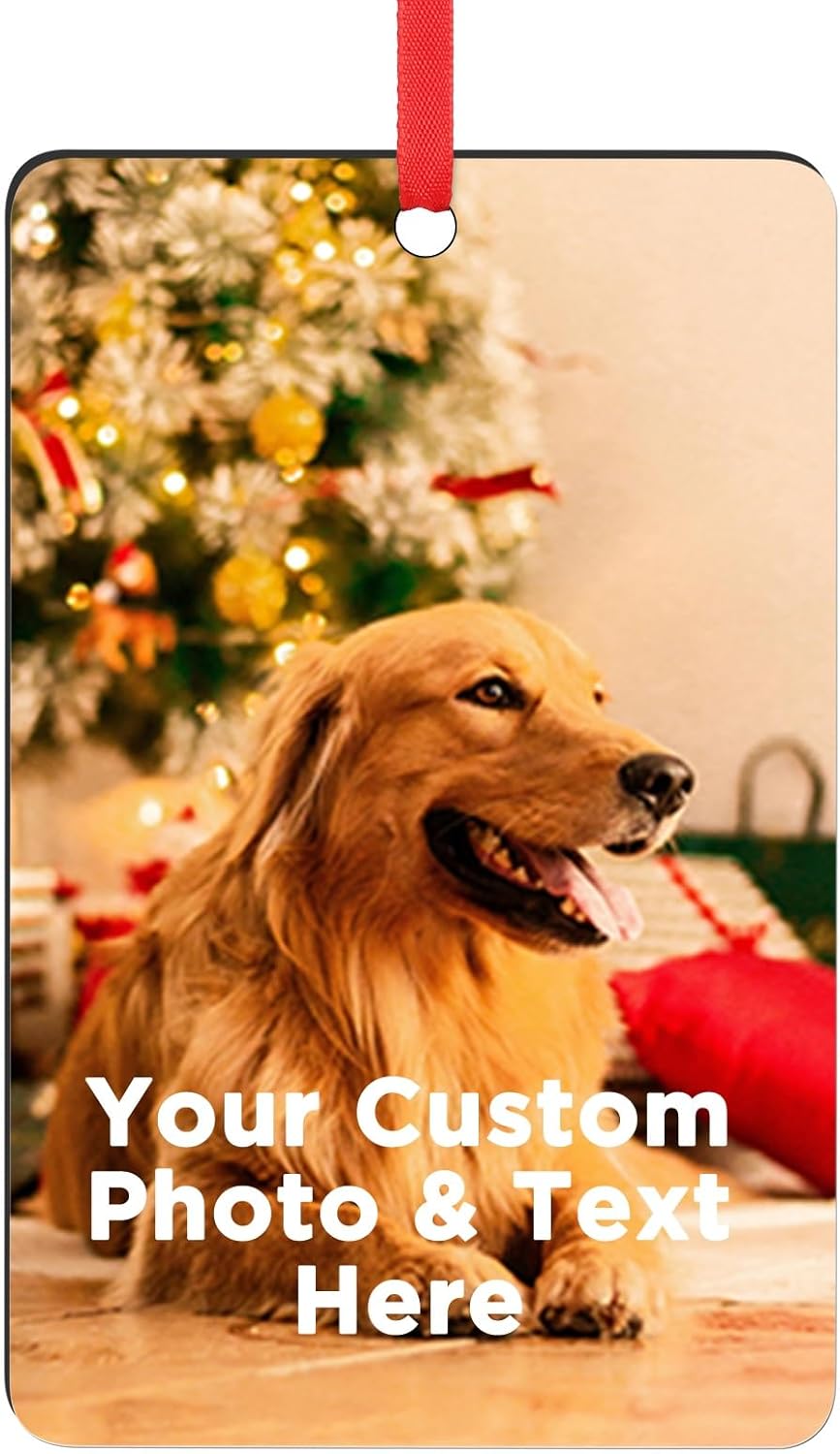Personalized Christmas Ornaments 2025 Customized with Photo Text Ornament Keepsake Pet First Christmas Ornament Bulk Custom Wooden Xmas Tree Decorations, Wood Rectangle