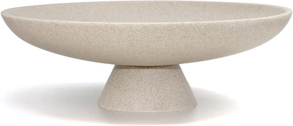 Large Decorative Bowl, Modern Resin Pedestal Bowl for Home Decor, Stylish Fruit Bowl for Kitchen Counter, Chic Key Holder for Entry Table, Beige