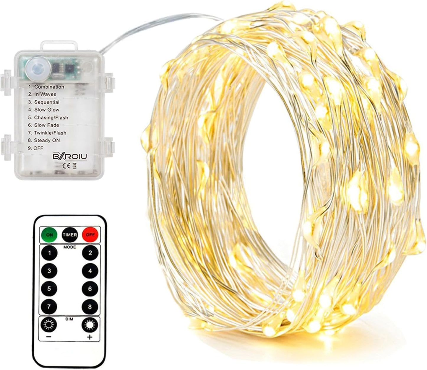 4 Pack Battery Operated Fairy String Lights, 8 Modes 5M Silver Wire with Remote & Timer - 50 LEDs Waterproof for Bedroom, Wedding, Christmas, Party Decorations