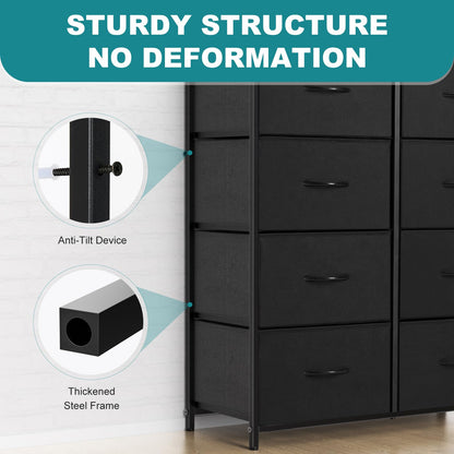 OLIXIS 8 Drawer Storage Dresser for Bedroom, Black Closet Organizers Units