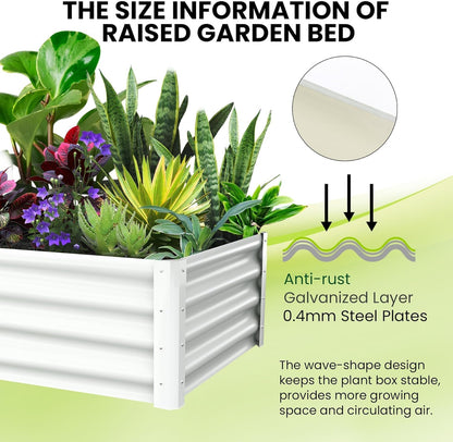 6x3x1ft Large Outdoor Planter Boxes Kit Set of 2, Galvanized Raised Bed Planter with Open-Ended Base Design, Elevated for Outdoor Plants, Durable Raised Bed for Gardening,Beige