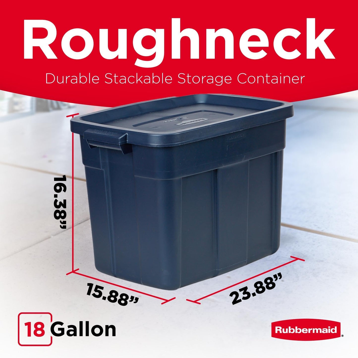 Rubbermaid Roughneck Tote 18 Gal, 6 Pack, Made in USA, Dark Indigo Metallic, Rugged Plastic