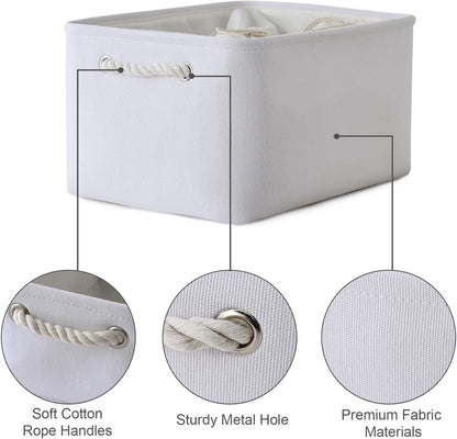 TheWarmHome Storage Basket for Gifts Empty - X Large - 3 Pack 17.7L×13.8W×9.8H in Collapsible Storage Bin for Shelves, Toy Box Storage for Gifts Book Laundry (White)