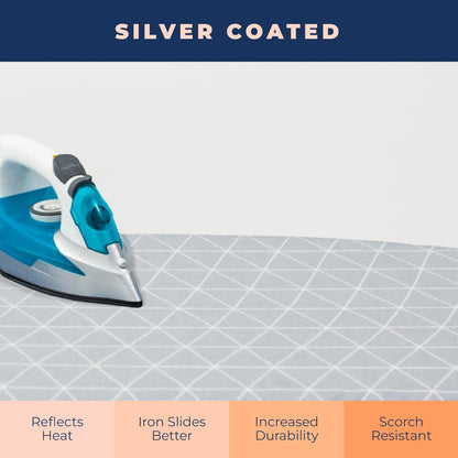 Happhom 13 x 43 Ironing Board Cover and Pad Extra Thick Heavy Duty Padded with Extra White Superior Felt Scorch and Stain Resistant with Elasticized Edges, Compatible with 12"-14" Wide 42"-44" Length