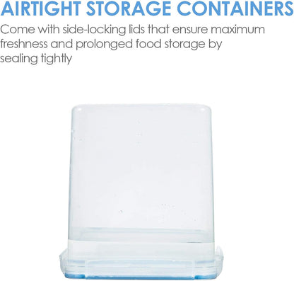 Vtopmart Food Storage Containers 2.5L / 84.5oz, 4 Pieces BPA Free Plastic Airtight Canister for Flour, Sugar, Baking Supplies, with 4 Measuring Cups and 24 Labels, Blue