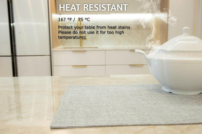 Placemat Set-Washable Place Mats for Parties, Elegant Table Mats for Kitchen Table, Set of 4 Dining Table Placemats, Heat-Resistant Cloth Placemats for Indoor and Outdoor,13x19-Gray