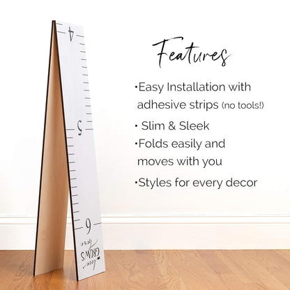 Wooden Ruler Growth Chart for Kids, Boys and Girls - Height Chart & Height Measurement for Wall - Kids Nursery Wall Decor and Room Hanging Wall Decor - Love Grows Here - White
