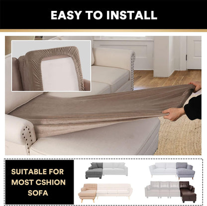 PrinceDeco Sectional Couch Covers Velvet Couch Cover for Dogs Washable L Shaped Couch Cover 1 Piece Individual Sectional Couch Covers with Elastic Bottom(Chaise Lounge,Taupe)