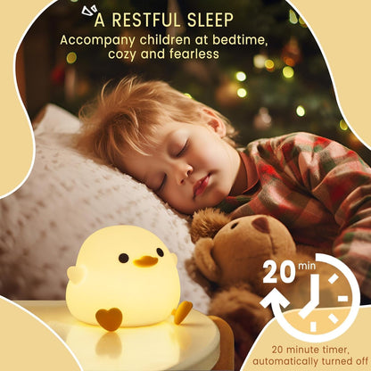 Duck Lamp, Cute Pea Duck Night Light, 2 Levels Dimmable Ducky Night Lamp, LED Squishy Animal Light for Kids Sleep, Rechargeable Bedside Touch Silicone Lamp, Unique Dorm Decor Gift Toy
