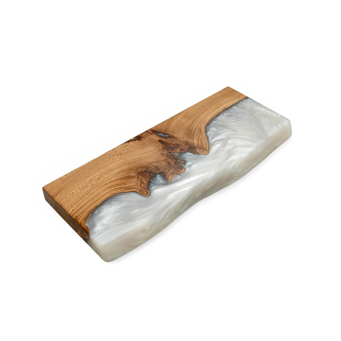 RWA Unique Live Edge Floating Shelf for Wall - Stylish Hanging Shelves for Room Wall Bedroom Bathroom Office Decor, Epoxy and Wood Wall Shelf Plank - Elegant Wall Mounted Shelves (platinum, 24x7")