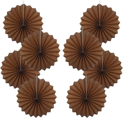 Brown Party Decorations,Brown Wedding Decorations for Party Events Accessories,Brown Birthday Decorations,Boho Party Decoration,Fall Decorations 12in Hanging Paper Fans 30 Color DIY Set(Brown)