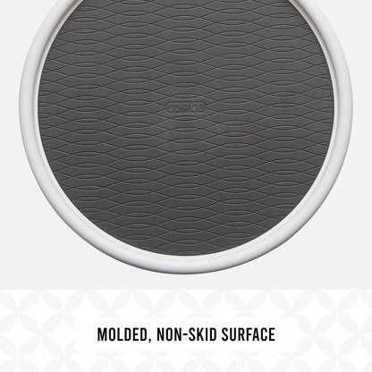 Copco Basics Non-Skid Pantry Cabinet Lazy Susan Turntable, 12-Inch, White/Gray (Pack of 2)