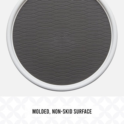 Copco Basics Non-Skid Pantry Cabinet Lazy Susan Turntable, 12-Inch, White/Gray, 1 Count (Pack of 1)