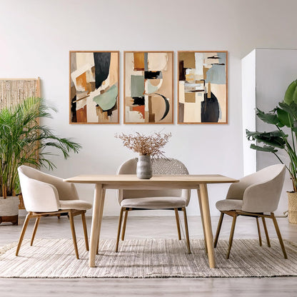 Aurlan Neutral Japandi Wabi Sabi Hand Painted Wall Art(16"x24"), 3PCS Abstract Modern Minimalist 3D Textured Canvas Artwork, Large Contemporary Terracotta Brush Strokes Decor Prints for Office Bedroom