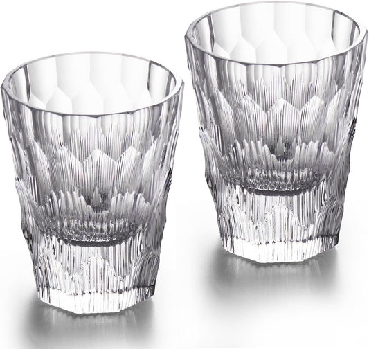 KAMMAK Crystal Whiskey Glasses Set of 2, Handcrafted 6.09oz Old Fashioned Glasses Stemless, Luxury