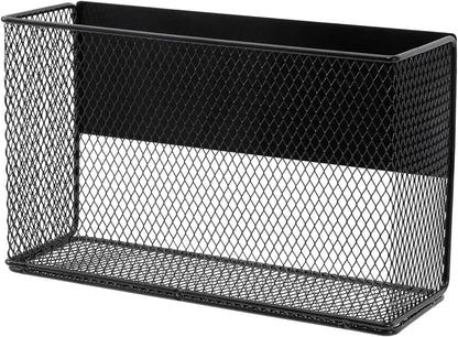 Black Magnetic Basket - Refrigerator Spice Rack & File Holder Locker Organizer - Wire Mesh Magnetic Shelf for Kitchen Storage