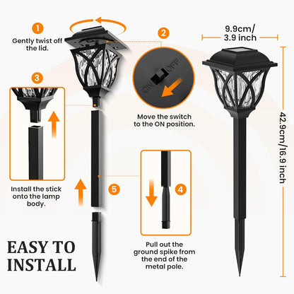 GIGALUMI Solar Lights Outdoor Waterproof, 8 Pack Flickering Flame LED Lights, Garden Decor for Yard, Patio, Landscape, Planter, Walkway