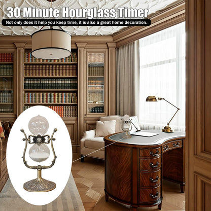 Sand Timer 15 Minutes,Hour Glass,Metal Vintage Hourglass,Hourglass Decor,for Home Decoration Office Desk Wedding Party Decor Kitchen Timer (A White Sand, 15 Min)