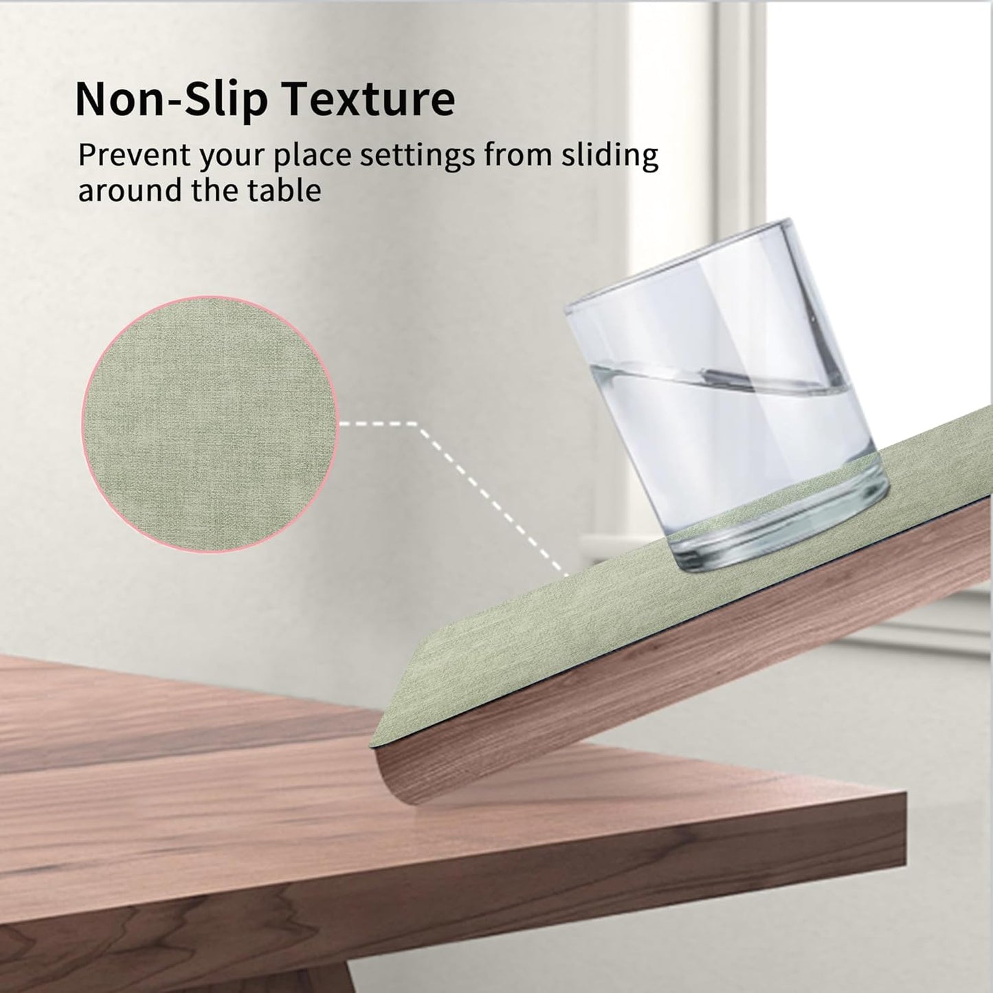 Maxpearl Faux Leather Placemats Set of 4, Waterproof - Wipe Clean - Heat Resistant - Anti Slip Dining Table Place Mats, Suitable for Indoor & Outdoor Use, 17’’×12’’, Sage Green