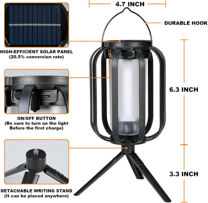Solar Lantern Outdoor Lights, 2 Pack Waterproof Solar Powered Lanterns with Flickering Flame, Hanging Lantern Decorative for Outside, Solar Powered Outdoor Lights for Yard Garden Patio Table Decor