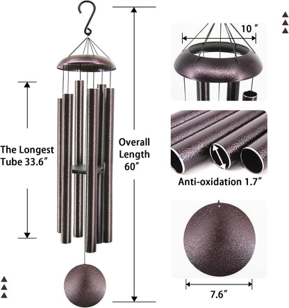ASTARIN 60" Extra Large Outside Metal Wind Chimes with Deep Tone, Outdoor for Patio Balcony Garden Yard Decoration