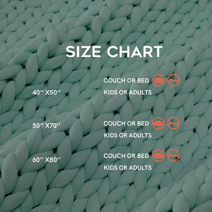 YnM Cooling Chunky Throw Blanket, Medium-Weight, Hand Knitted, Skin Friendly, Ventilated and Breathable, Machine Washable, Home Décor Piece for Couch, Sofa and Bed (Menthe Green, 60x80 Inch)