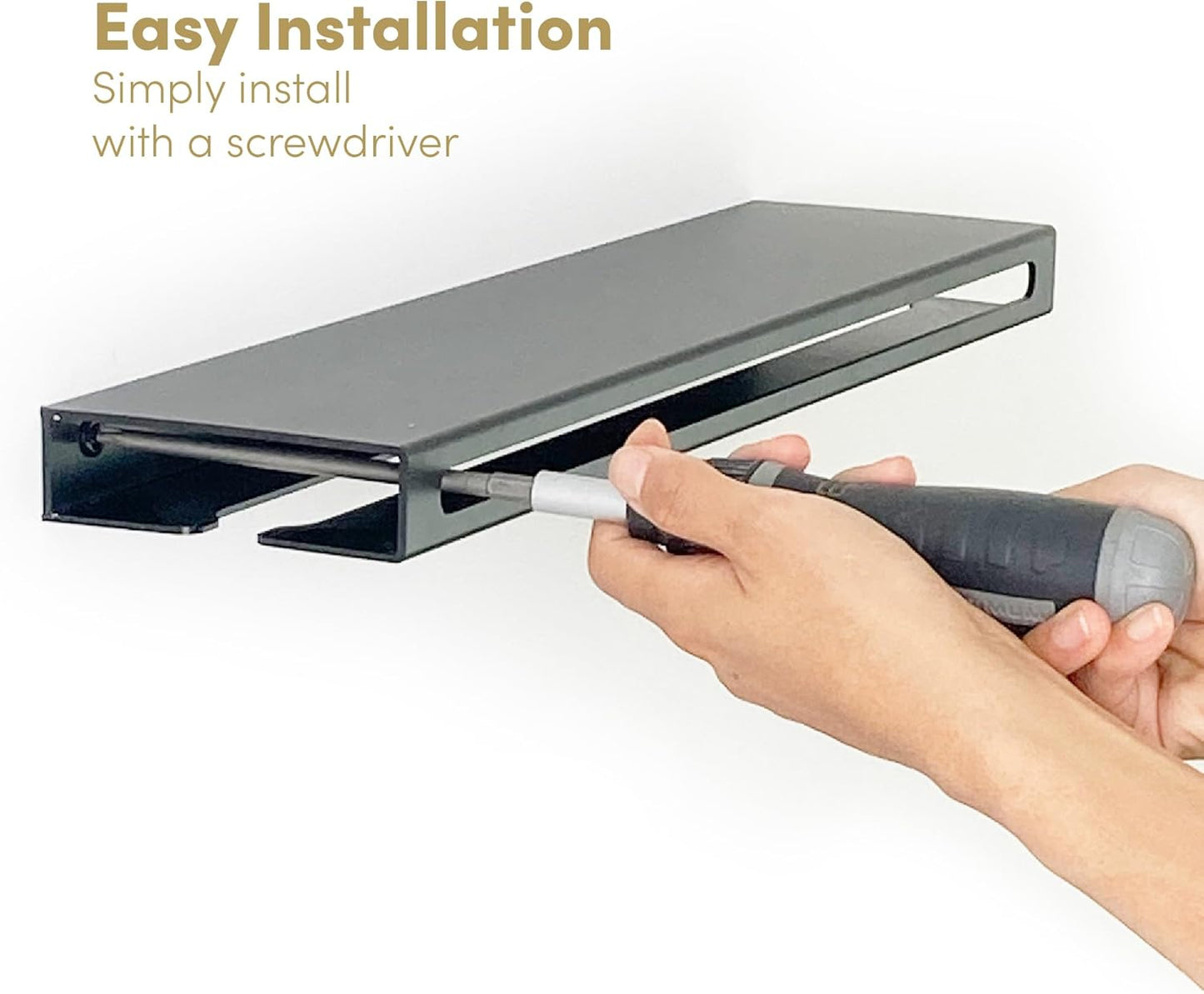 Wall Mounted Wine Rack – Metal Floating Bar Shelf with Bottle and Glass Holder, Holds 5 Bottles and 4-6 Glasses