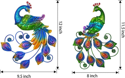 Yonivexis Metal Peacock Wall Art Decor Outdoor Hanging Decor Outdoor Sculpture 3D Metal Handmade Bird Wall Art Living Room Patio Garden Balcony Fence Decorations, Style2