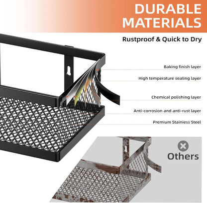 Spice Rack Wall Mount, 4 Pack Pantry Door Organizer & Hanging Storage Baskets Organizer Wall Mount, Large Capacity Metal Spice Shelf for Kitchen Cabinet, Pantry Doors, Bathroom, Shower, Home Decor