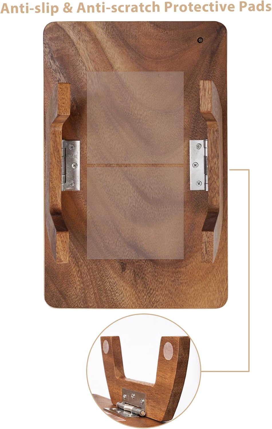 Sofa Arm Tray, Acacia Wood Couch Cup Holder, Portable Large Sofa Armrest Tray Anti-Spill Beverage Snack Remote Holder